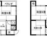 中宮2丁目岡本貸家　旭区中宮2　3Ｋのサムネイル